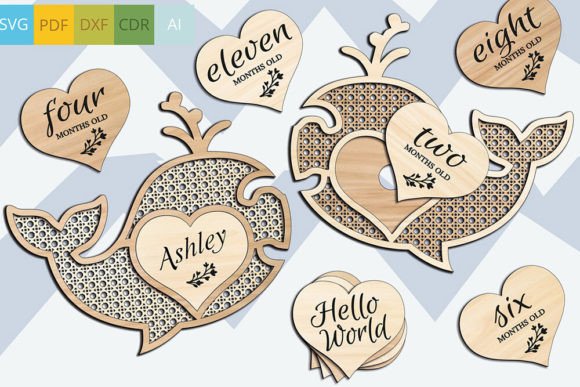Download Whale Rattan Baby Milestone Ornament SVG - Premium Resources