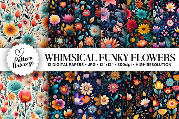 Download Whimsical Funky Flowers Seamless Pattern - Funky flowers Collection