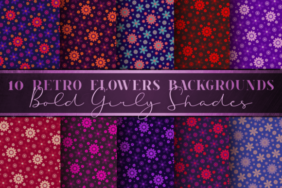 Download Bold Girly Vintage Flowers Digital Paper - Digital paper Collection
