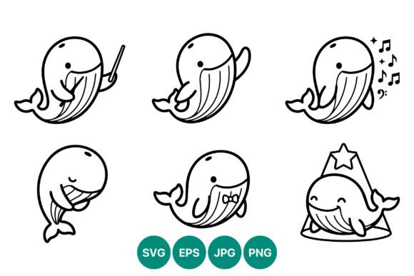 Download Cute Whale Line Art Vector - Premium Resources