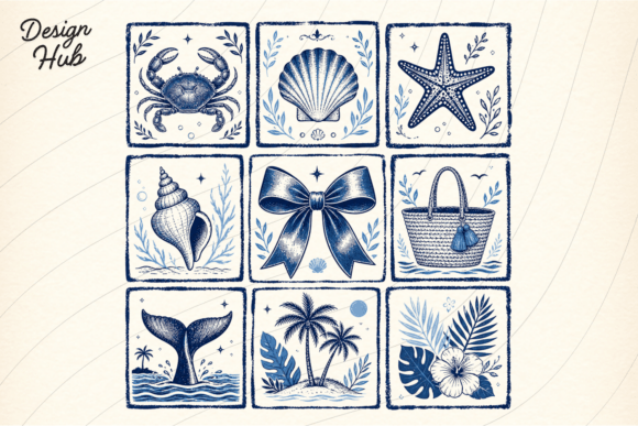 Download Coastal Blue Tile PNG Bundle - Premium Resources