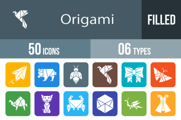 Download 50 Origami Filled Round Corner Icons - Premium Bundle