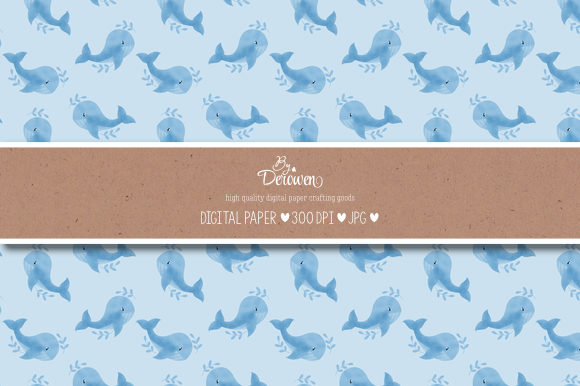 Download Digital Paper, Printable, Baby Whale 1 - Digital paper Collection