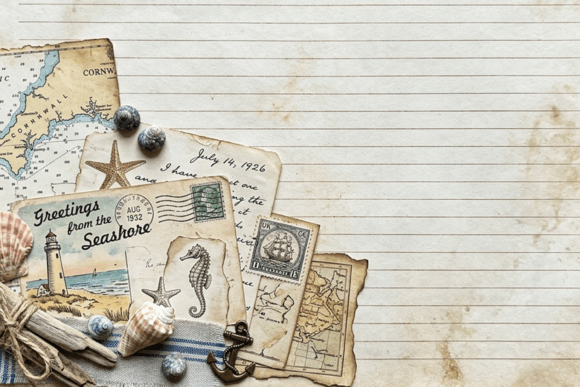 Download Vintage Sewing Floral Notes Journal Page - Floral Collection