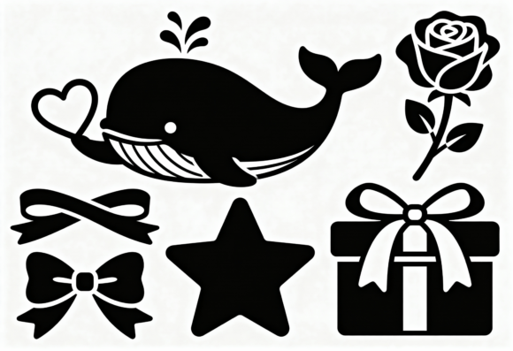 Download Cute Whale Rose Gift Bow Star SVG Bundle - Premium Resources