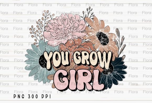 Download You Grow Girl Floral Retro Hippie PNG - Floral Collection