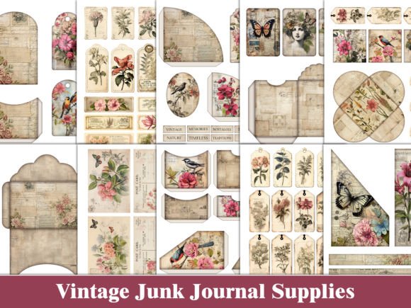 Download Vintage Junk Journal Kit Floral Ephemera - Floral Collection