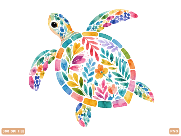 Download Floral Sea Turtle Watercolor PNG - Floral Collection