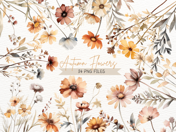 Download Watercolor Autumn Flowers PNG Clipart - Flowers png Collection