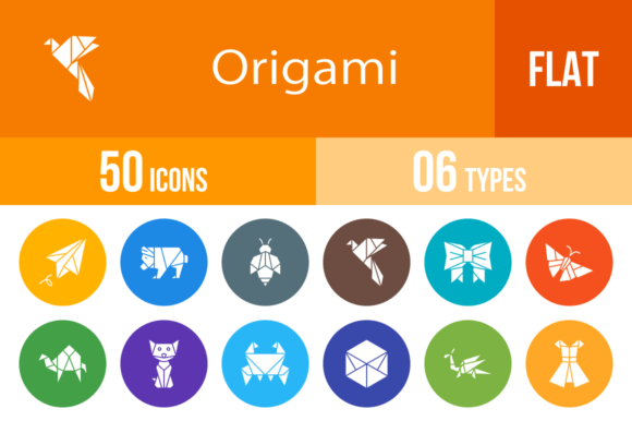 Download 50 Origami Flat Round Icons - Premium Bundle