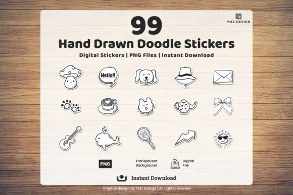 Download Hand Drawn Doodle Stickers Pack PNG - Premium Resources