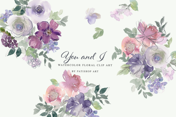 Download Watercolor Blush Purple Floral Graphics - Floral Collection